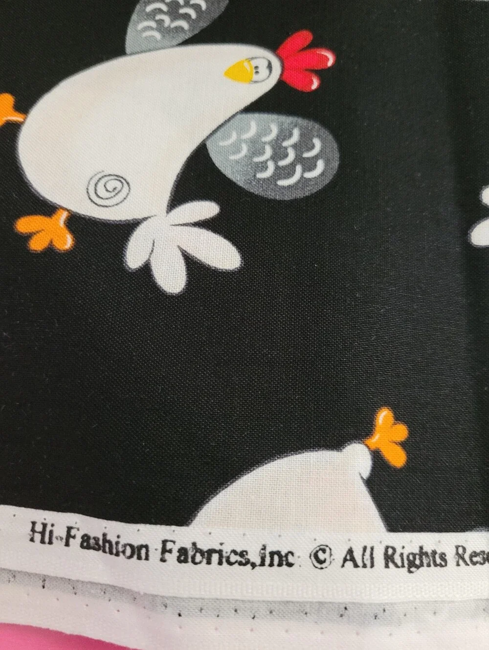 Hi-Fashion Fabrics Quirky Chicken Print Sewing Fabric 2 Yards (1509)